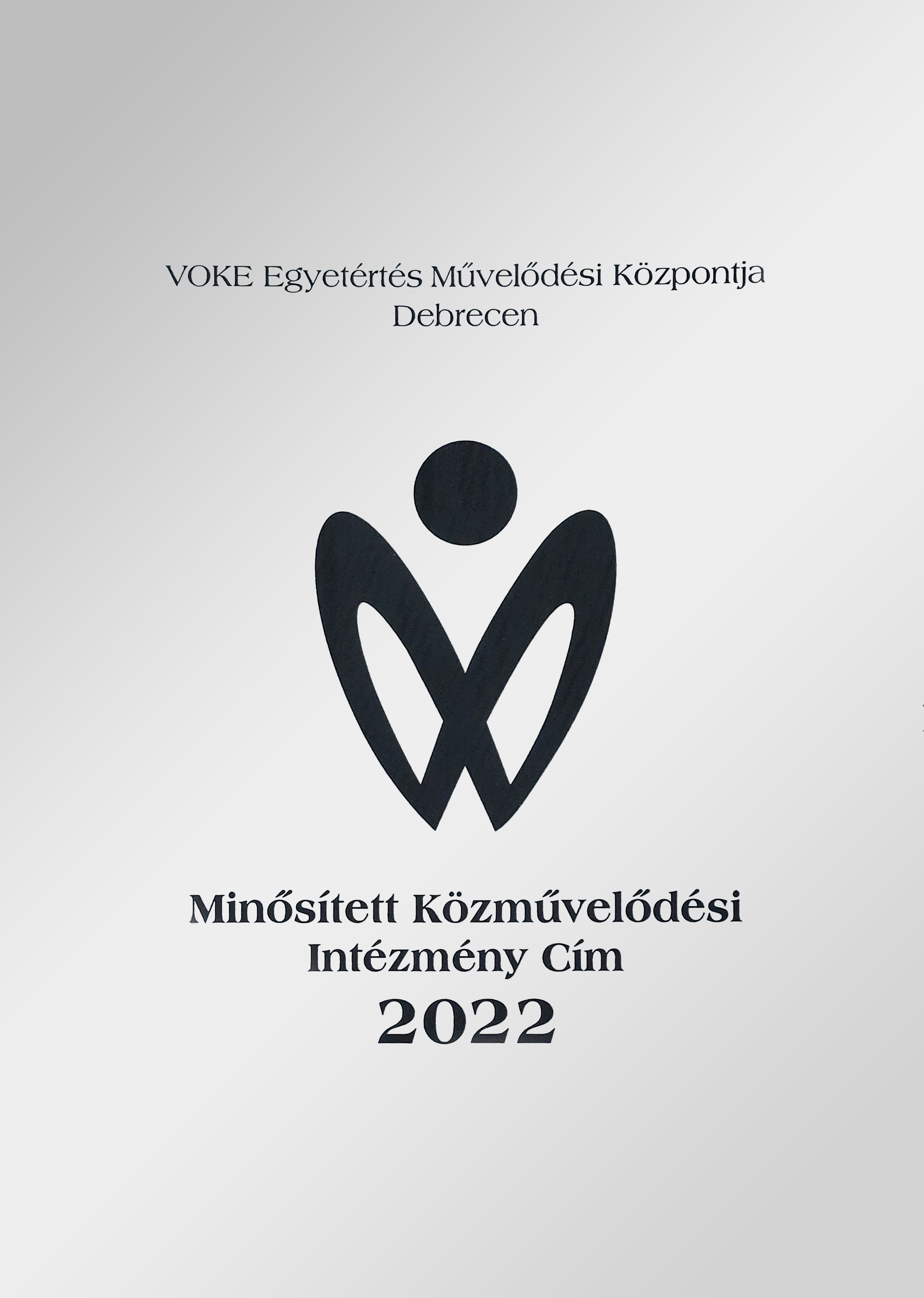 Minősített Közművelődési Intézmény cím átvétele 2023. január 21-én az Országos Széchenyi Könyvtárban.